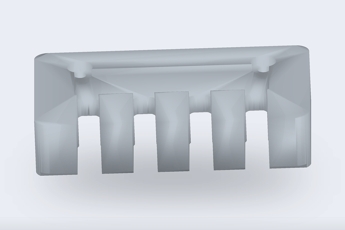 Accurate STL preview of the BMW ENET cable organizer showing cable slots and lower tray